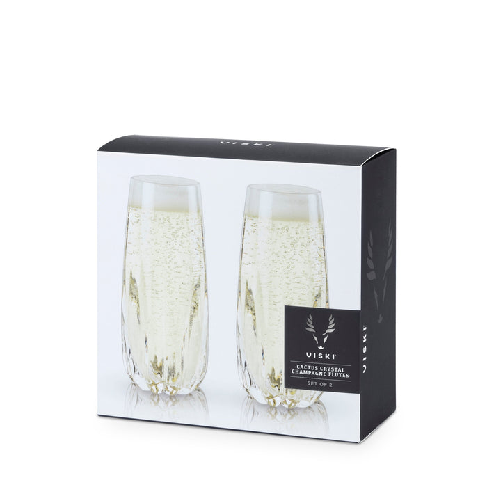 Cactus Crystal Stemless Champagne Flutes Set of 2