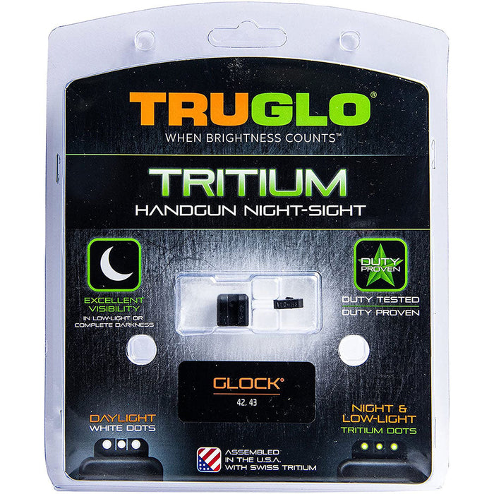 TruGlo Tritium Glow in the Dark Glock Pistol Handgun Sight Set, Glock 42 and 43