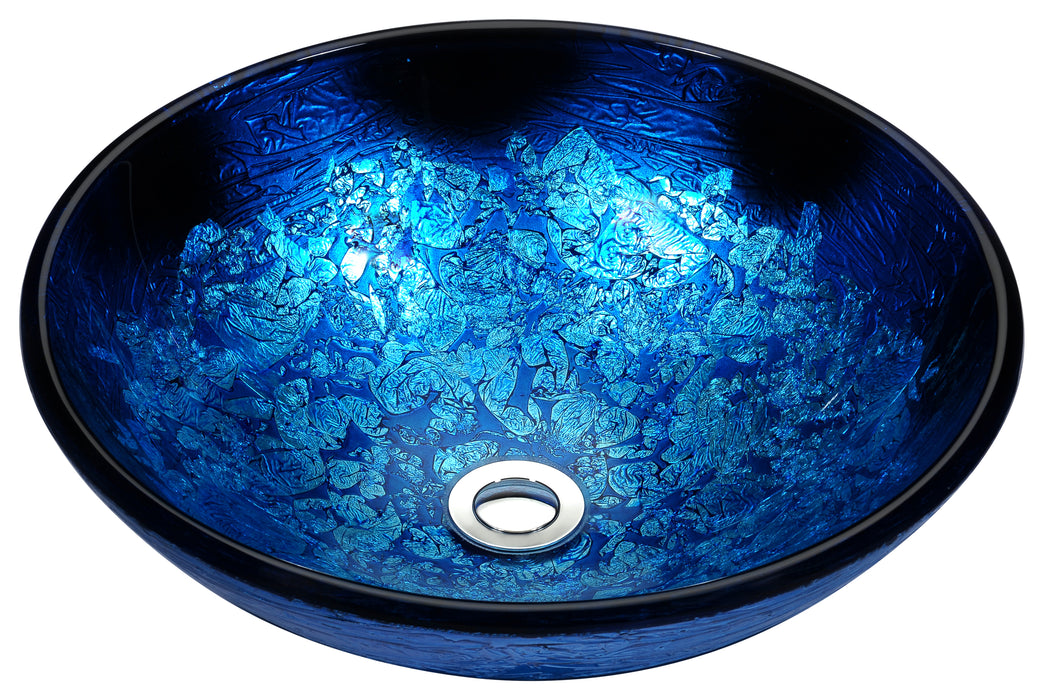 Stellar Series Deco-Glass Vessel Sink in Blue Blaze