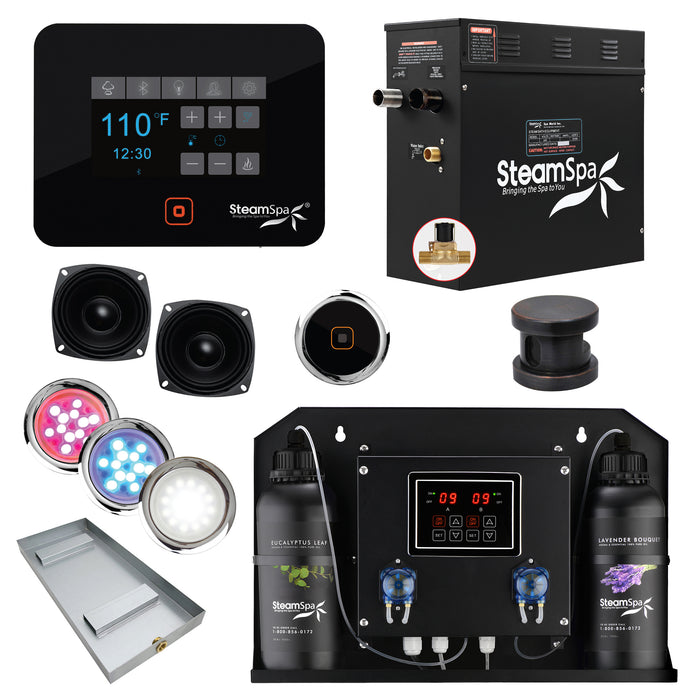 Black Series WiFi and Bluetooth 7.5kW QuickStart Steam Bath Generator Package with Dual Aroma Pump in Oil Rubbed Bronze