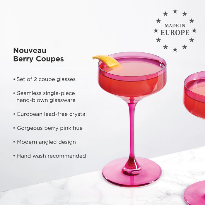 Reserve Nouveau Crystal Coupe Glasses in Berry Set of 2