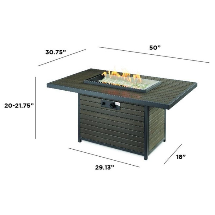 The Outdoor GreatRoom Company Brooks 50-Inch Rectangular Gas Fire Pit Table