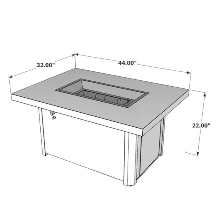 The Outdoor GreatRoom Company Caden 44-Inch Rectangular Gas Fire Pit Table