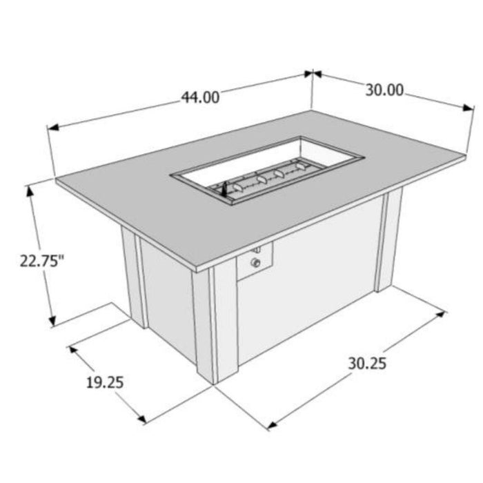 The Outdoor GreatRoom Company Havenwood 44-Inch Rectangular Gas Fire Pit Table