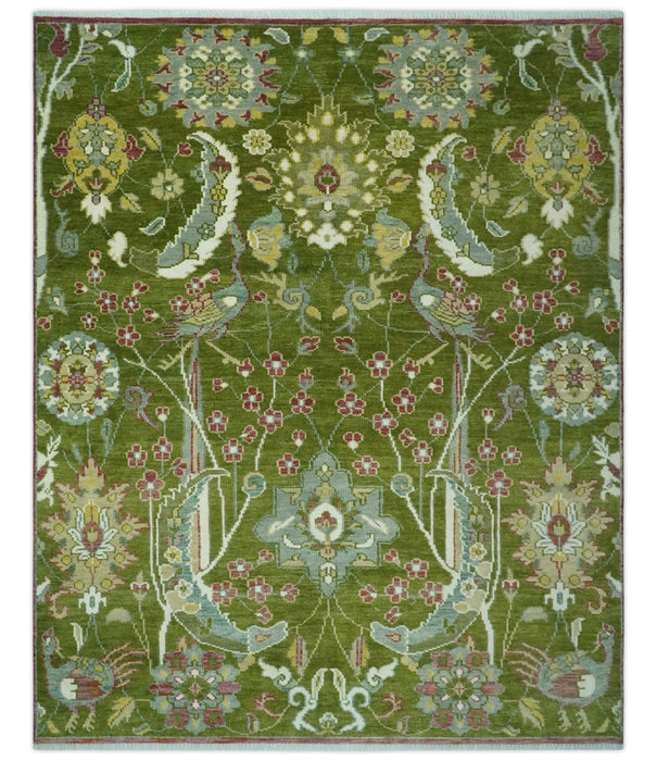 The Peacock Garden Bird Hand Knotted Custom Made Wool Area Rug