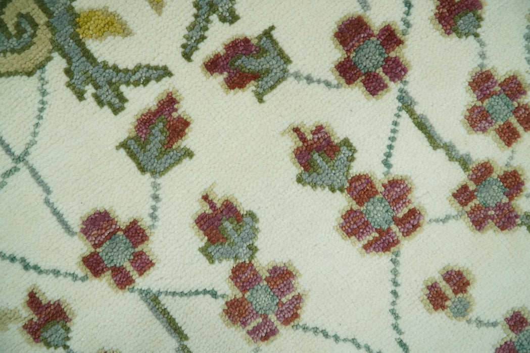 The Peacock Garden Ivory and Green Bird Hand Knotted Multi size Wool Area Rug