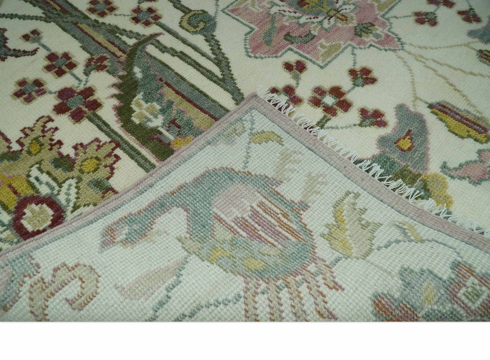 The Peacock Garden Ivory and Green Bird Hand Knotted Multi size Wool Area Rug