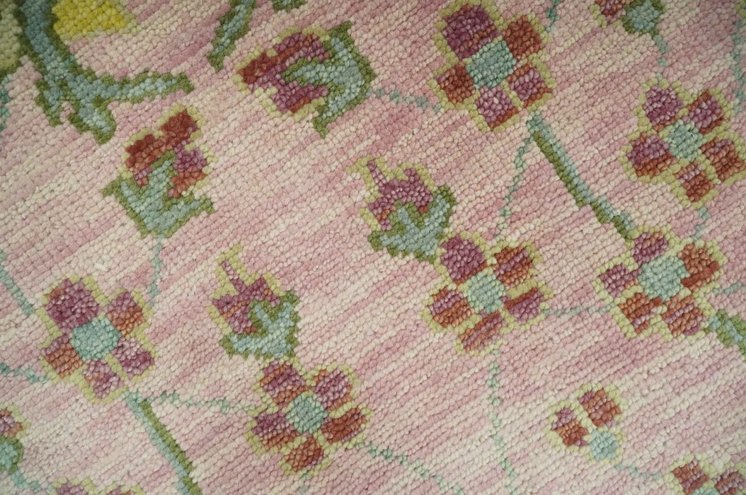 The Peacock Garden Pink and Green Peacock Bird Hand Knotted Multi size Wool Area Rug