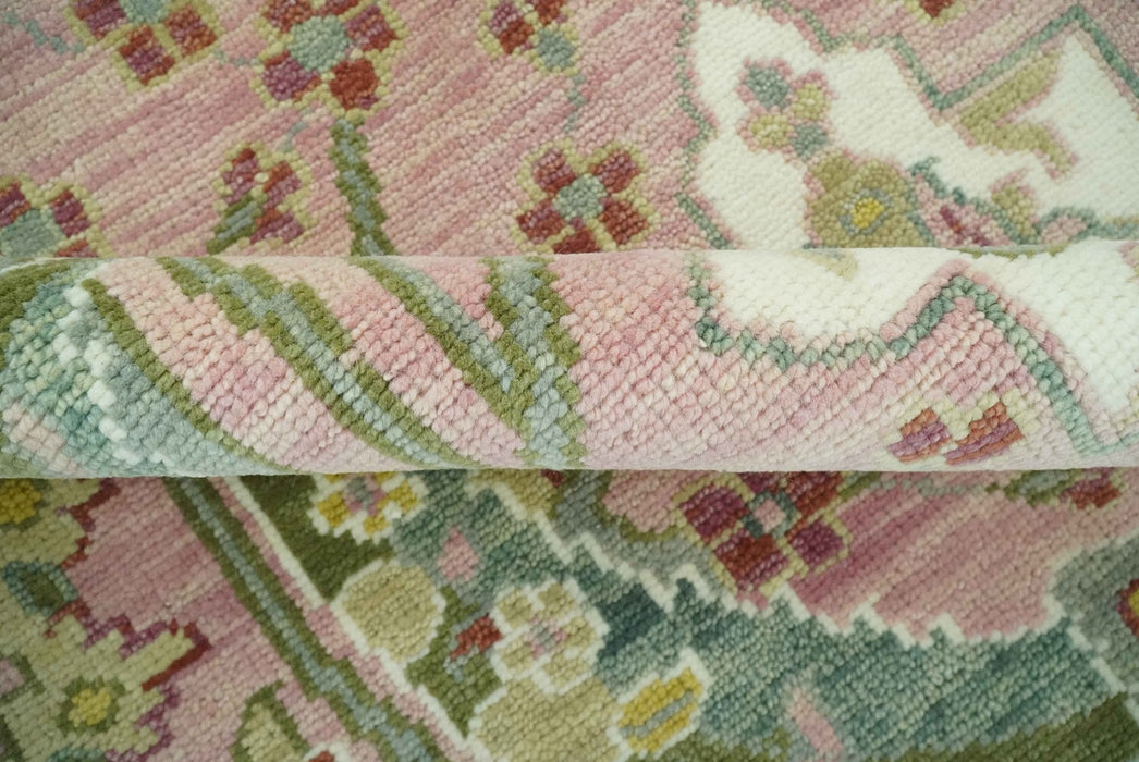 The Peacock Garden Pink and Green Peacock Bird Hand Knotted Multi size Wool Area Rug