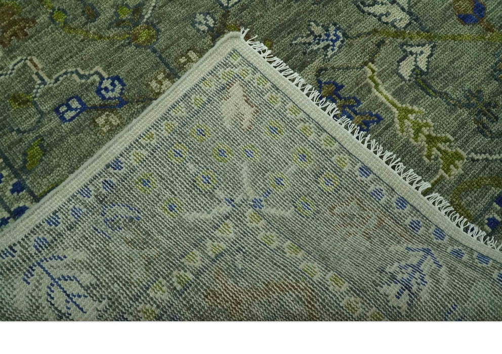 The Plant and Root Green Hand Knotted 8x10 Traditional Wool Area Rug
