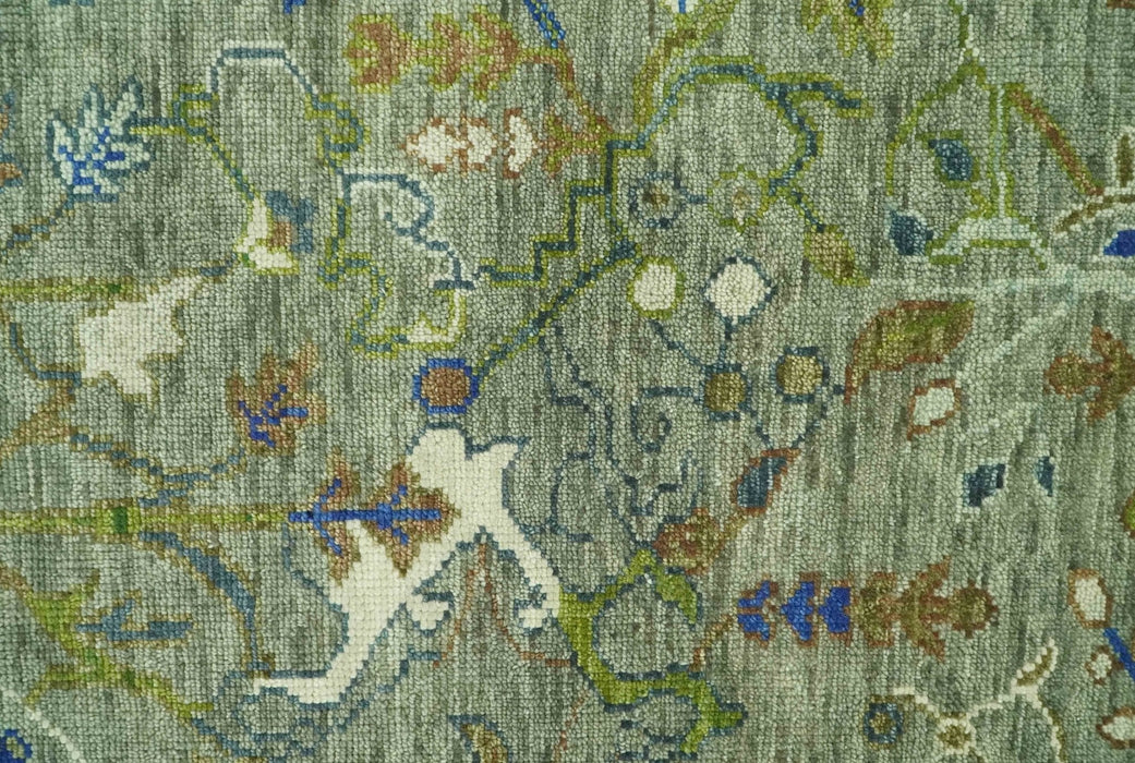 The Plant and Root Green Hand Knotted 8x10 Traditional Wool Area Rug