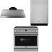 THOR Contemporary Package - 36" Electric Range, Range Hood and Dishwasher, THOR-AP-ARE36-C13