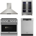 THOR Contemporary Package - 36" Electric Range, Range Hood, Dishwasher and Wine Cooler, THOR-AP-ARE36-C56