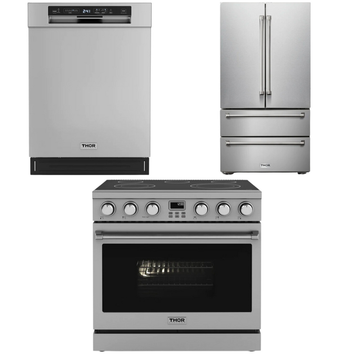 THOR Contemporary Package - 36" Electric Range, Refrigerator and Dishwasher, THOR-AP-ARE36-C24