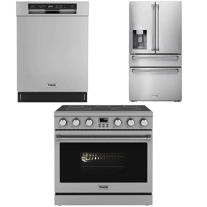 THOR Contemporary Package - 36" Electric Range, Refrigerator and Dishwasher, THOR-AP-ARE36-C26
