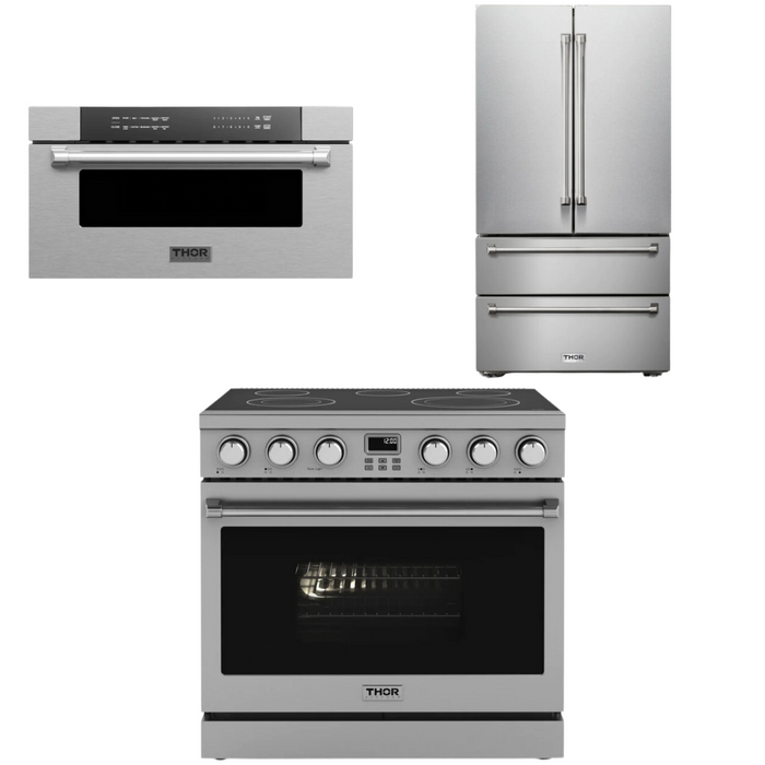 THOR Contemporary Package - 36" Electric Range, Refrigerator and Microwave, THOR-AP-ARE36-C35