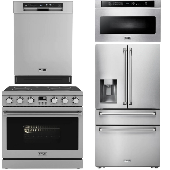 THOR Contemporary Package - 36" Electric Range, Refrigerator, Dishwasher and Microwave, THOR-AP-ARE36-C76