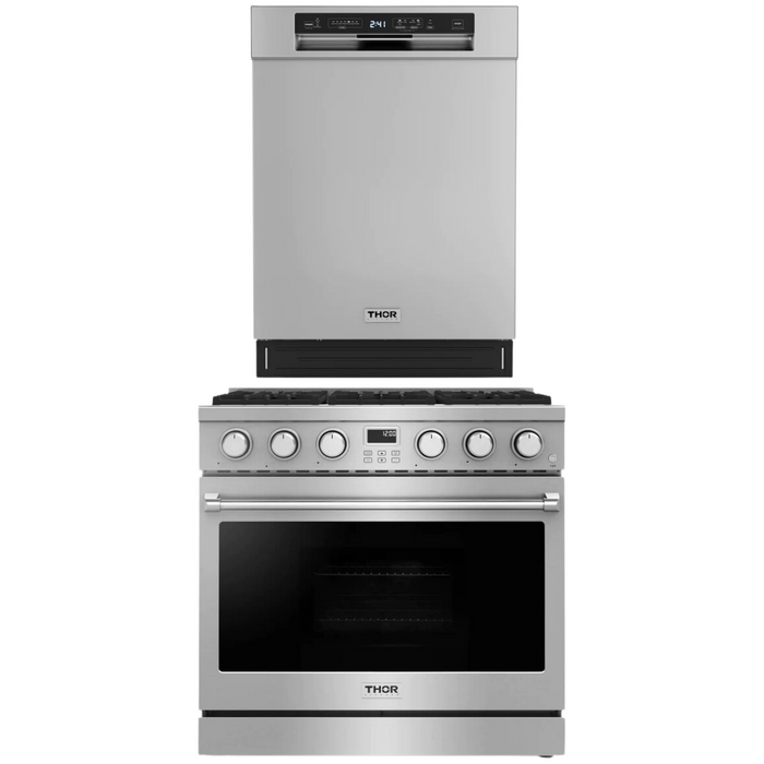 THOR Contemporary Package - 36" Gas Range and Dishwasher, THOR-AP-ARG36-A3
