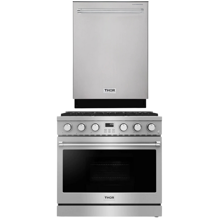 THOR Contemporary Package - 36" Gas Range and Dishwasher, THOR-AP-ARG36-A4