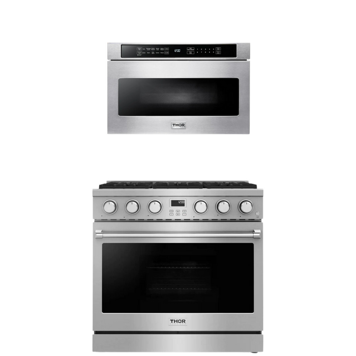 THOR Contemporary Package - 36" Gas Range and Microwave, THOR-AP-ARG36-A7