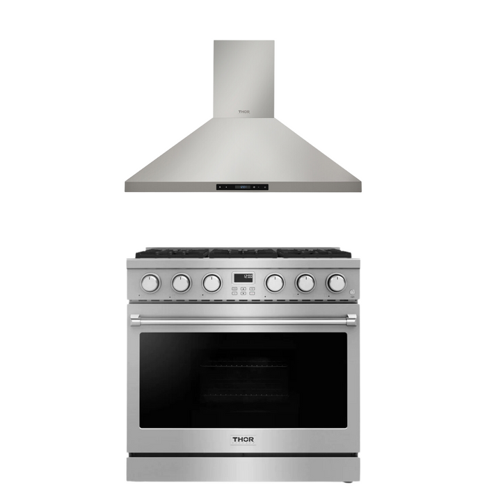 THOR Contemporary Package - 36" Gas Range and Range Hood, THOR-AP-ARG36LP-B1