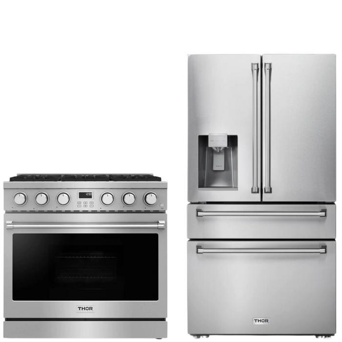 THOR Contemporary Package - 36" Gas Range and Refrigerator, THOR-AP-ARG36-A6