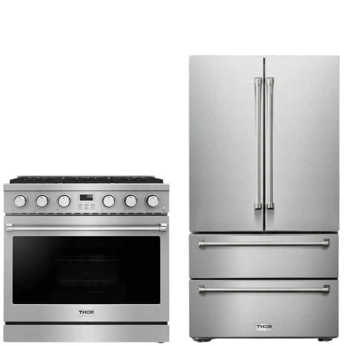 THOR Contemporary Package - 36" Gas Range and Refrigerator, THOR-AP-ARG36LP-B5