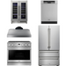 THOR Contemporary Package - 36" Gas Range, Range Hood, Refrigerator, Dishwasher and Wine Cooler, THOR-AP-ARG36-A103