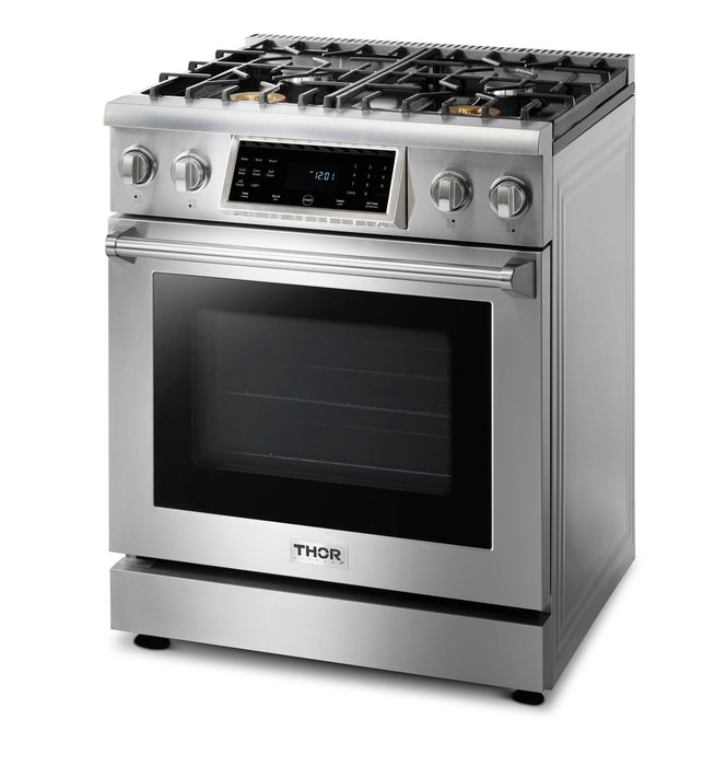 THOR Kitchen 30 In. 4.6 cu. ft. Self-Clean Gas Range in Stainless Steel with Front Touch Control, TRG3001