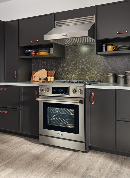 THOR Kitchen 30 In. 4.6 cu. ft. Self-Clean Gas Range in Stainless Steel with Front Touch Control, TRG3001