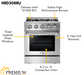 THOR Kitchen 30 in. Natural Gas Burner/Electric Oven Range in Stainless Steel, HRD3088U