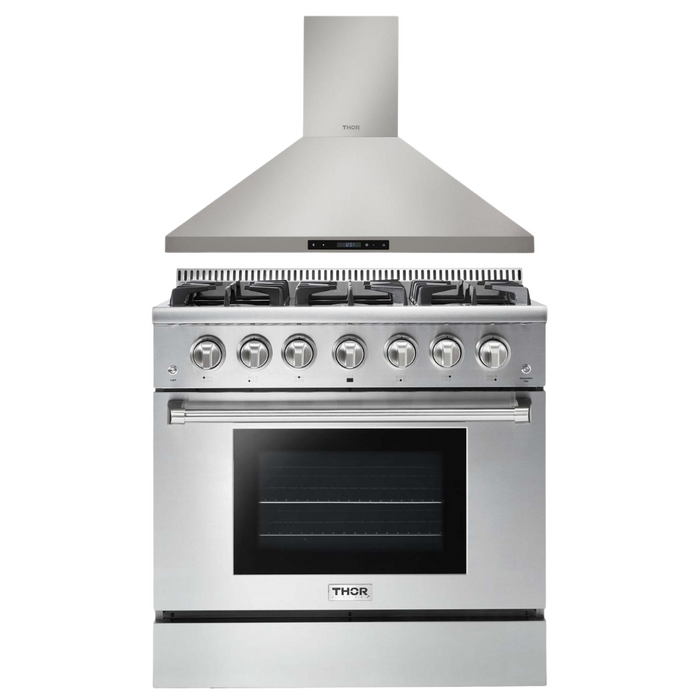 THOR Kitchen 36" Gas Range & 36" Range Hood Package, AP-HRG3618U