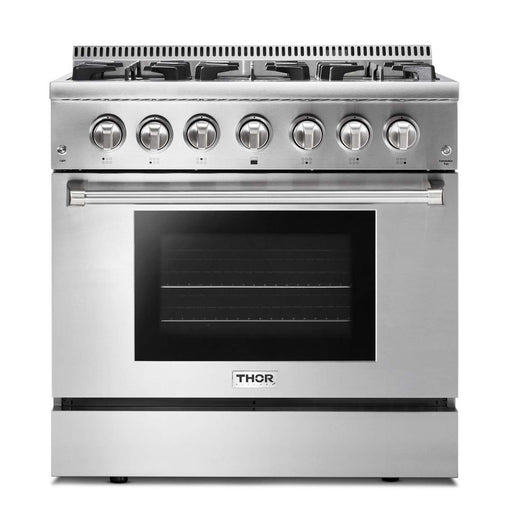THOR Kitchen Package - 36" Dual Fuel Range, Range Hood, Microwave, AP-HRD3606U-5