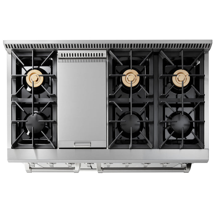 THOR Kitchen 48 in. 6.7 cu. ft. Professional Propane Gas Range in Stainless Steel, HRG4808ULP