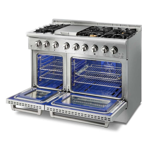 THOR Kitchen 48 in. Natural Gas Burner, Electric Oven 6.7 cu. ft. Range in Stainless Steel, HRD4803U