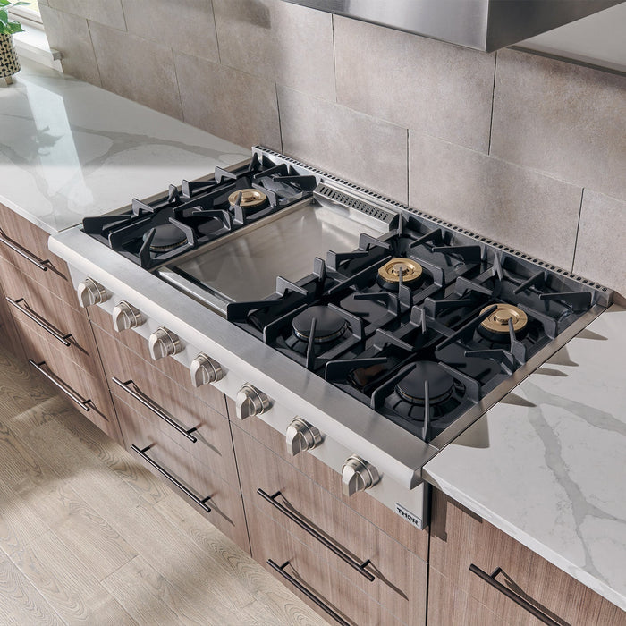 THOR Kitchen 48 in. Propane Gas Rangetop in Stainless Steel, HRT4806ULP