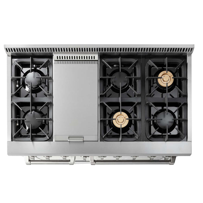 THOR Kitchen Package - 48" Gas Burner, Electric Oven Range, Refrigerator with Water and Ice Dispenser, Dishwasher, AP-HRD4803U-9