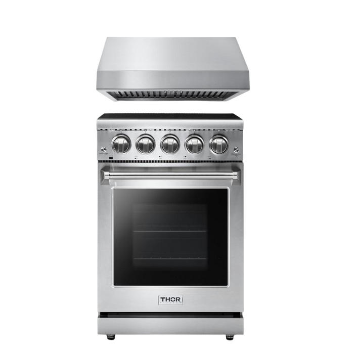 THOR Kitchen Package - 24" Professional Electric Range, Range Hood, AP-HRE2401