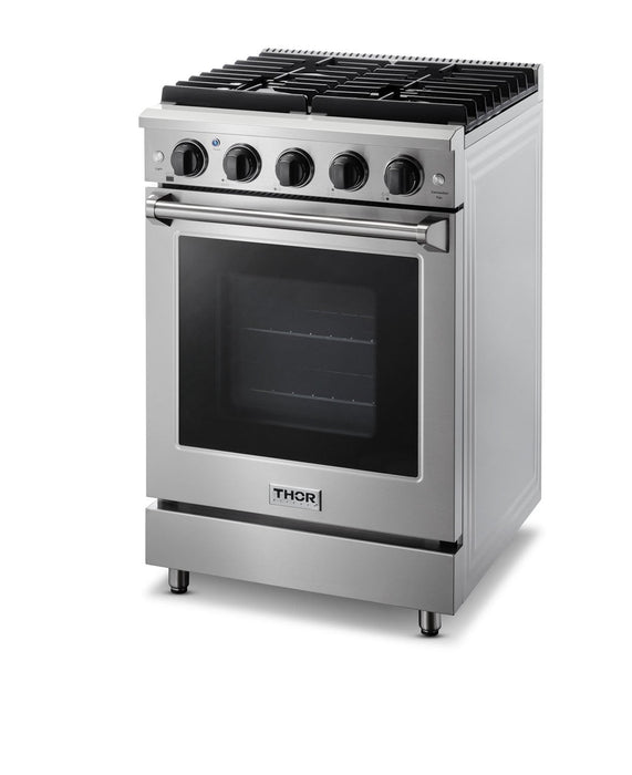 THOR Kitchen Package - 24" Propane Gas Range, Range Hood, AP-LRG2401ULP