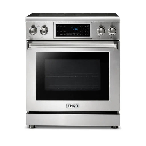 THOR Kitchen Package - 30" Electric Range, Range Hood, Microwave, Refrigerator with Water and Ice Dispenser, Dishwasher, AP-TRE3001-C-9