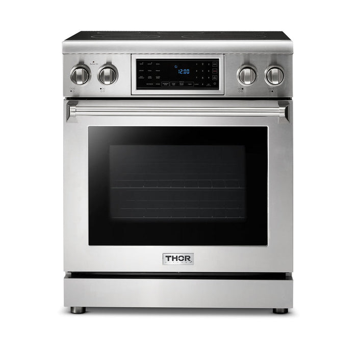 THOR Kitchen Package - 30" Electric Range, Range Hood, Refrigerator with Water and Ice Dispenser, Dishwasher, AP-TRE3001-10