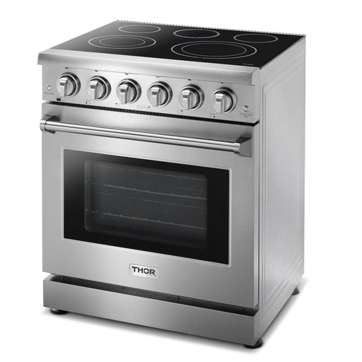 THOR Kitchen Package - 30" Electric Range, Range Hood, Refrigerator with Water and Ice Dispenser, Dishwasher