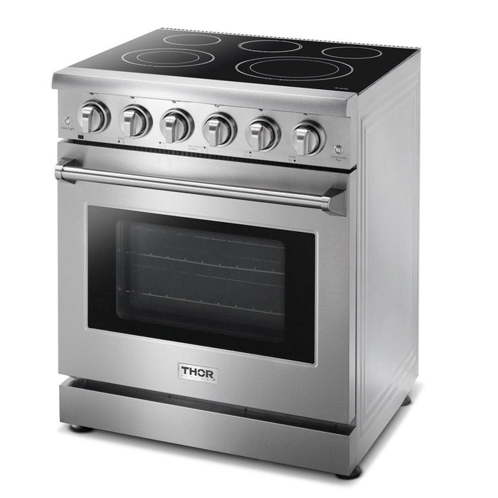 THOR Kitchen Package - 30" Electric Range, Range Hood, Refrigerator with Water and Ice Dispenser, Dishwasher