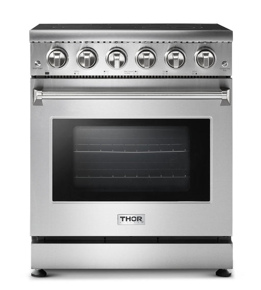 THOR Kitchen Package - 30" Electric Range, Range Hood, Refrigerator with Water and Ice Dispenser, Dishwasher, Wine Cooler, AP-HRE3001-W-8
