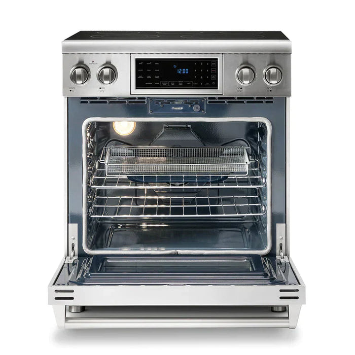 THOR Kitchen Package - 30" Electric Range, Range Hood, Refrigerator with Water and Ice Dispenser, Dishwasher, Wine Cooler, AP-TRE3001-C-8