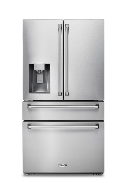 THOR Kitchen Package - 30" Gas Range, Range Hood, Refrigerator with Water and Ice Dispenser, Dishwasher, AP-TRG3001-10