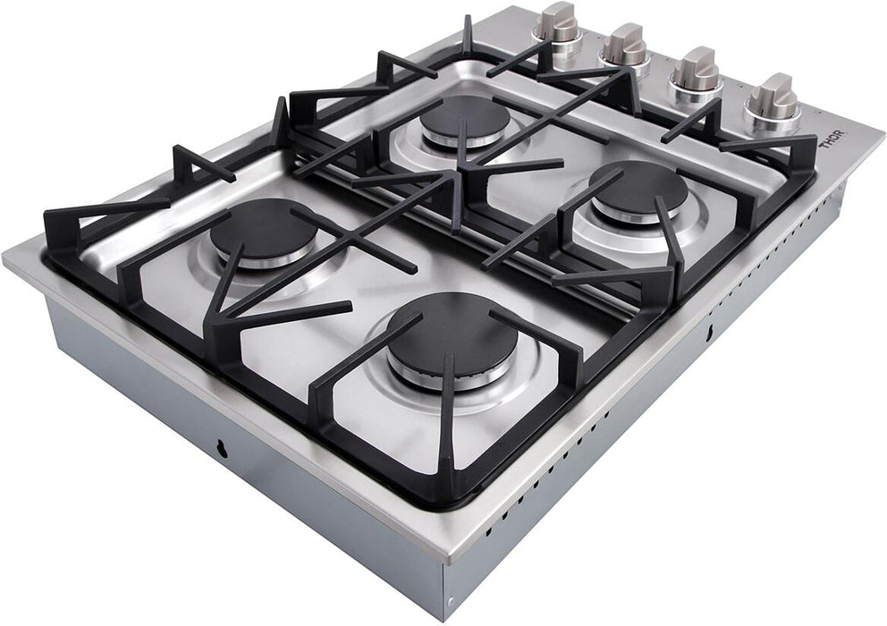 THOR Kitchen Package - 30" Wall Oven, Cooktop, Range Hood, Refrigerator with Water and Ice Dispenser, Dishwasher, Microwave, AP-HEW3001-DC-30-5