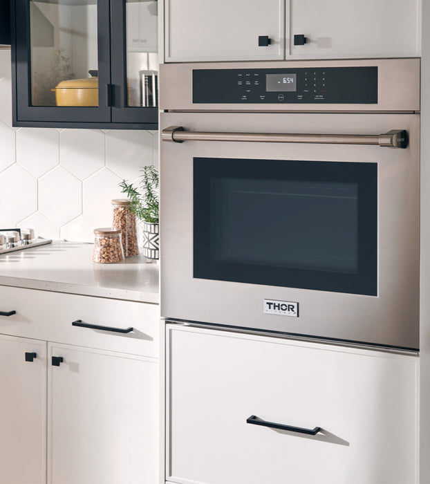 THOR Kitchen Package - 30" Wall Oven, Cooktop, Range Hood, Refrigerator with Water and Ice Dispenser, Dishwasher, Microwave, AP-HEW3001-DC-30-5