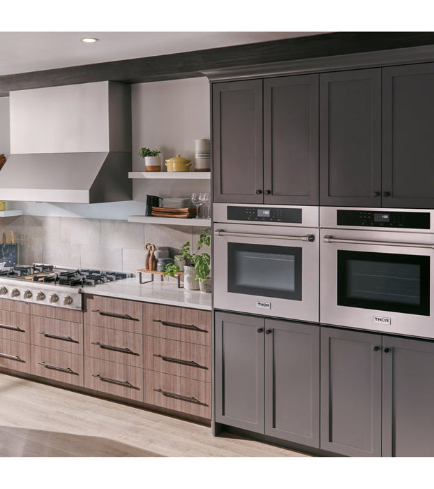 THOR Kitchen Package - 30" Wall Oven, Cooktop, Range Hood, Refrigerator with Water and Ice Dispenser, Dishwasher, Microwave, AP-HEW3001-DC-30-5