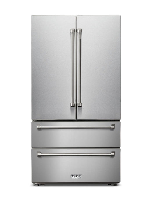 THOR Kitchen Package - 36" Electric Range, Range Hood, Microwave, Refrigerator, Dishwasher,AP-ARE36-W-5